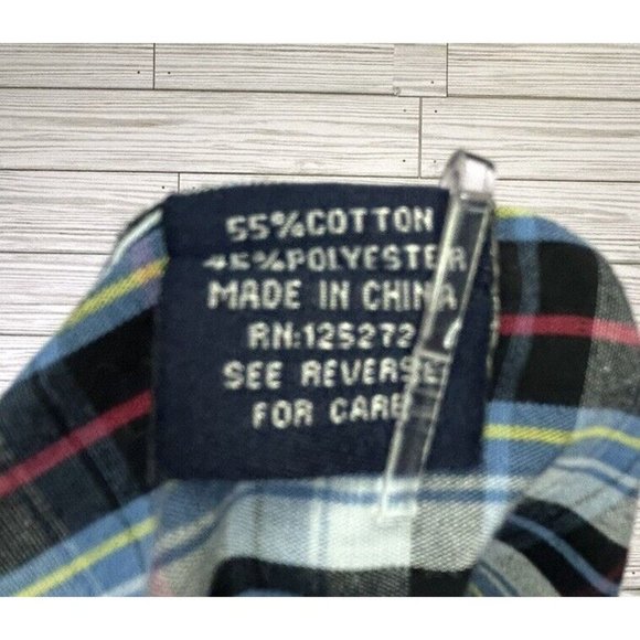 Bogari Men's Blue Black Red Plaid Designed in Italy Sz Lg Flip Cuff Long Sleeve - Picture 4 of 8